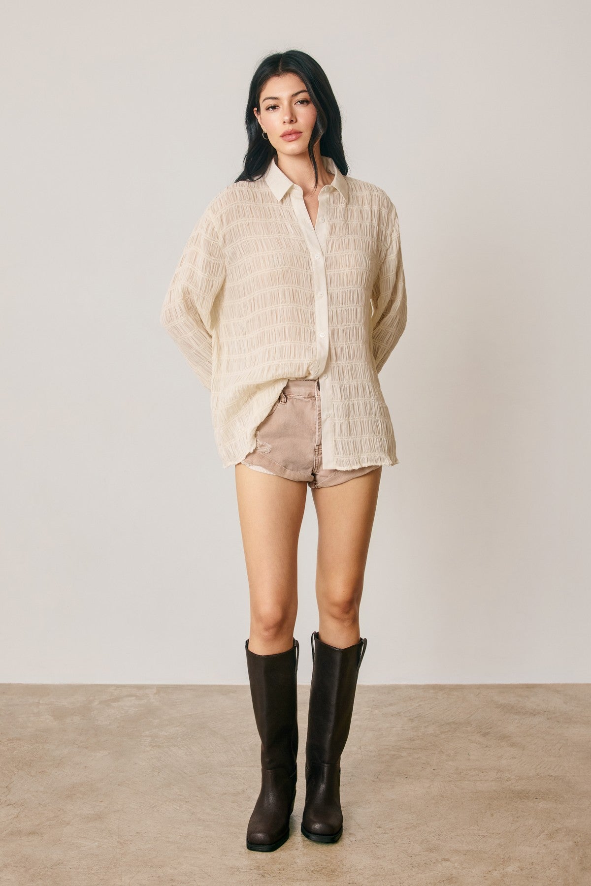 Structured Textural Button Down Shirt