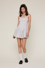 Black Striped Tie Strap Casual Fit & flare Mini Dress