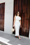 Cream Asymmetrical One Shoulder Maxi Dress  | Collective Request 