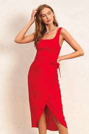 Red Heaven Sent Tulip Hem Midi Wrap Dress