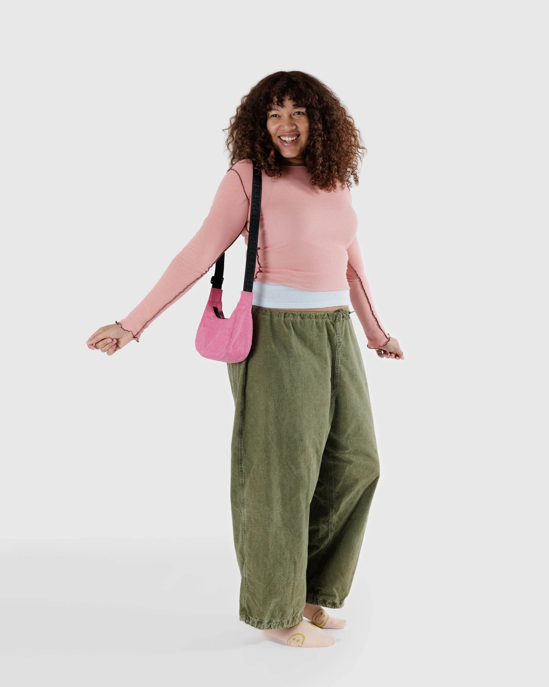 Baggu Small Nylon Crescent Bag -Azalea Pink| Collective Request 