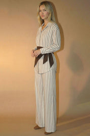 Striped Top Pants And Scarf Set