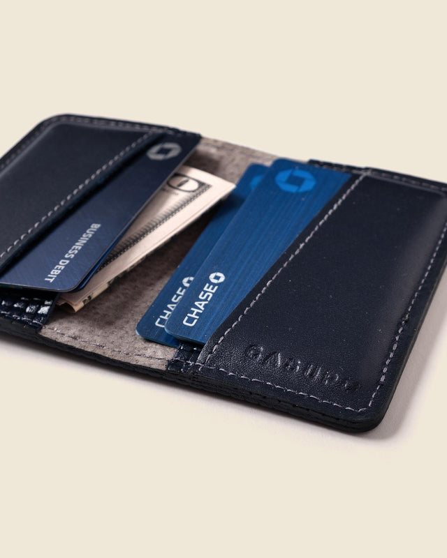 RFID Compact Bifold Wallet - Navy Embossed