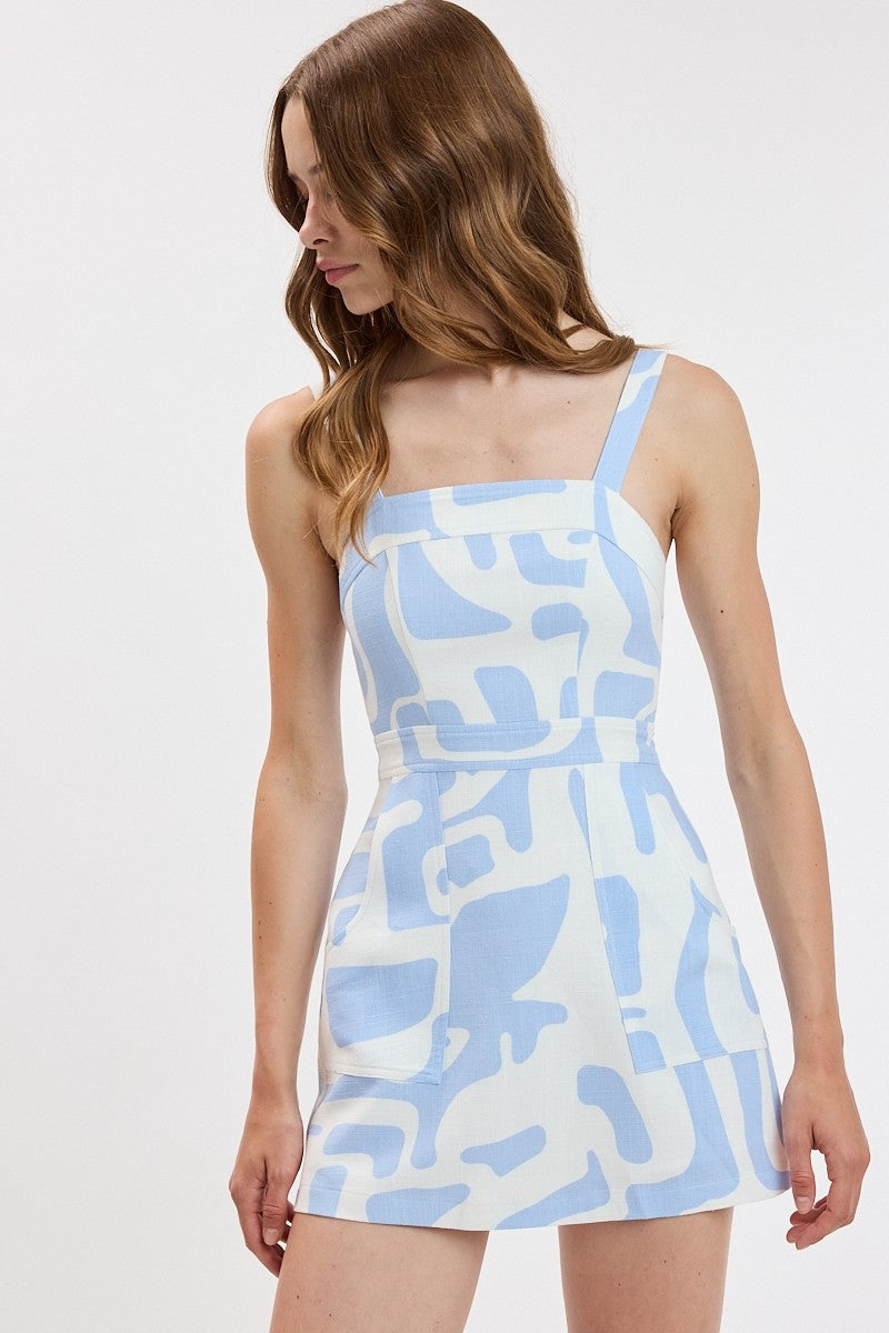 Pastel Dolmen Wide Strap Side Pocket Mini Dress