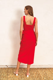 Red Heaven Sent Tulip Hem Midi Wrap Dress