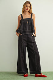 Stitch Detailed Sleeveless Top
