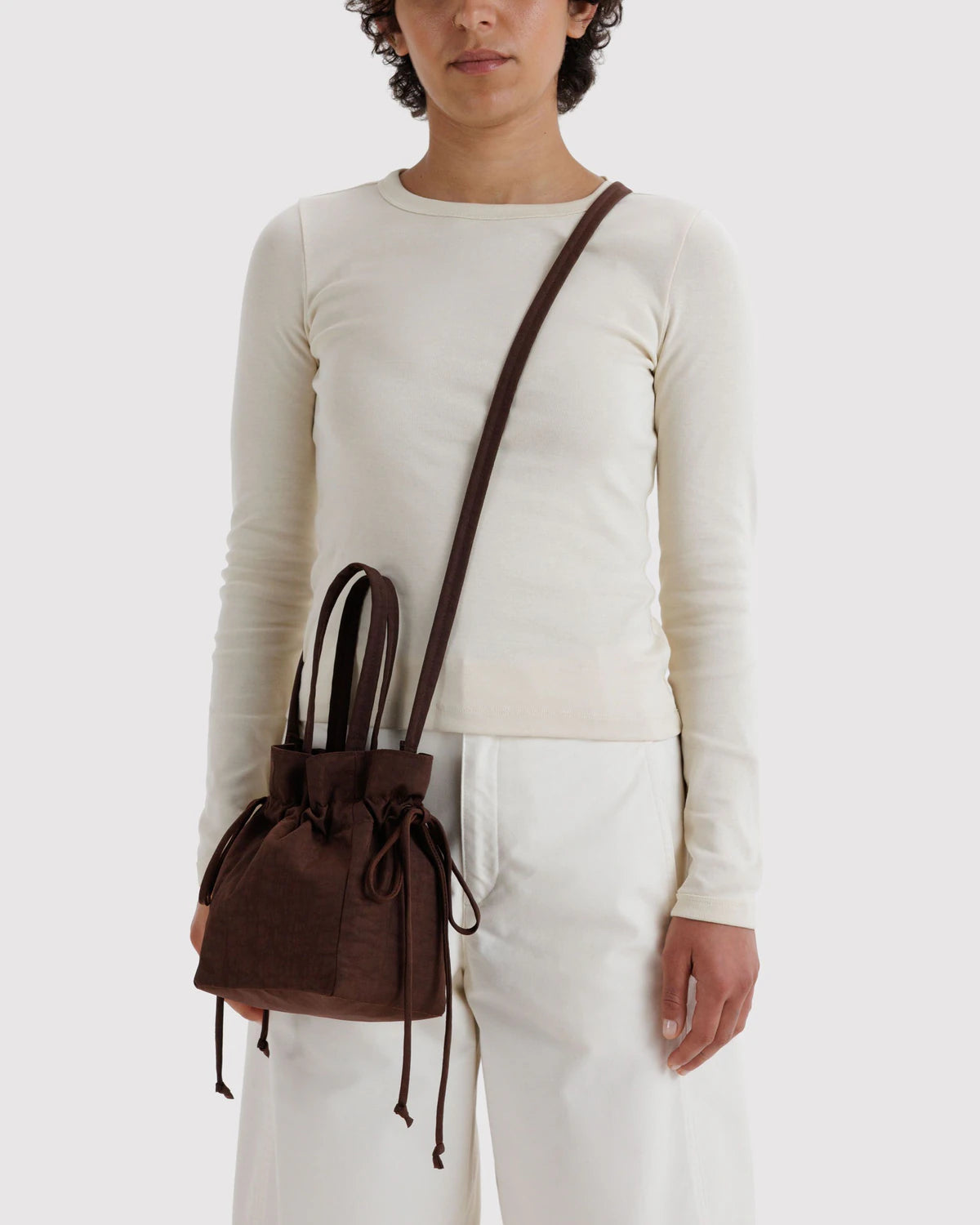 BAGGU Coffee Nylon Drawstring Bag