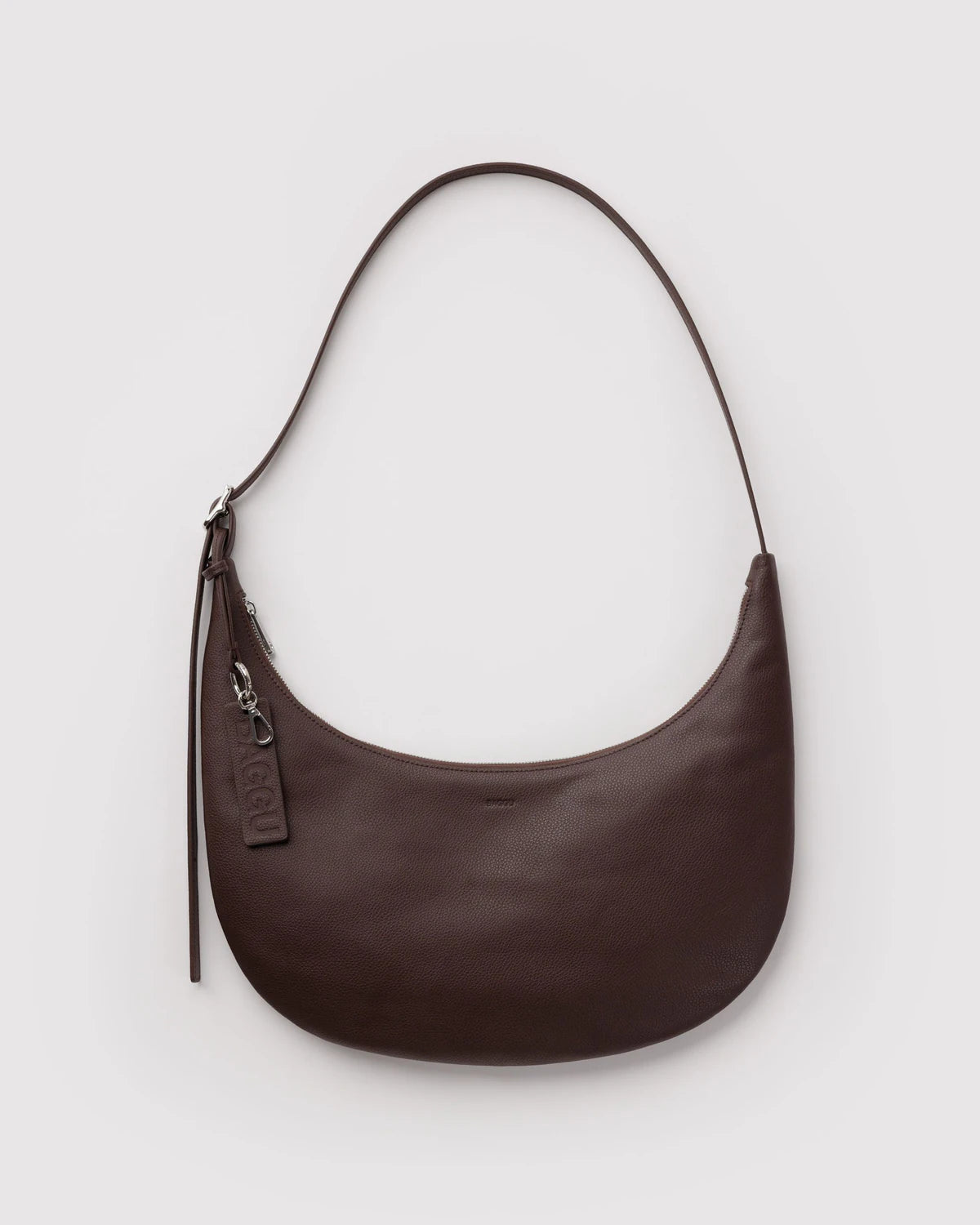 BAGGU Brown Medium Recycled Leather Flat Crescent