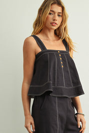 Stitch Detailed Sleeveless Top