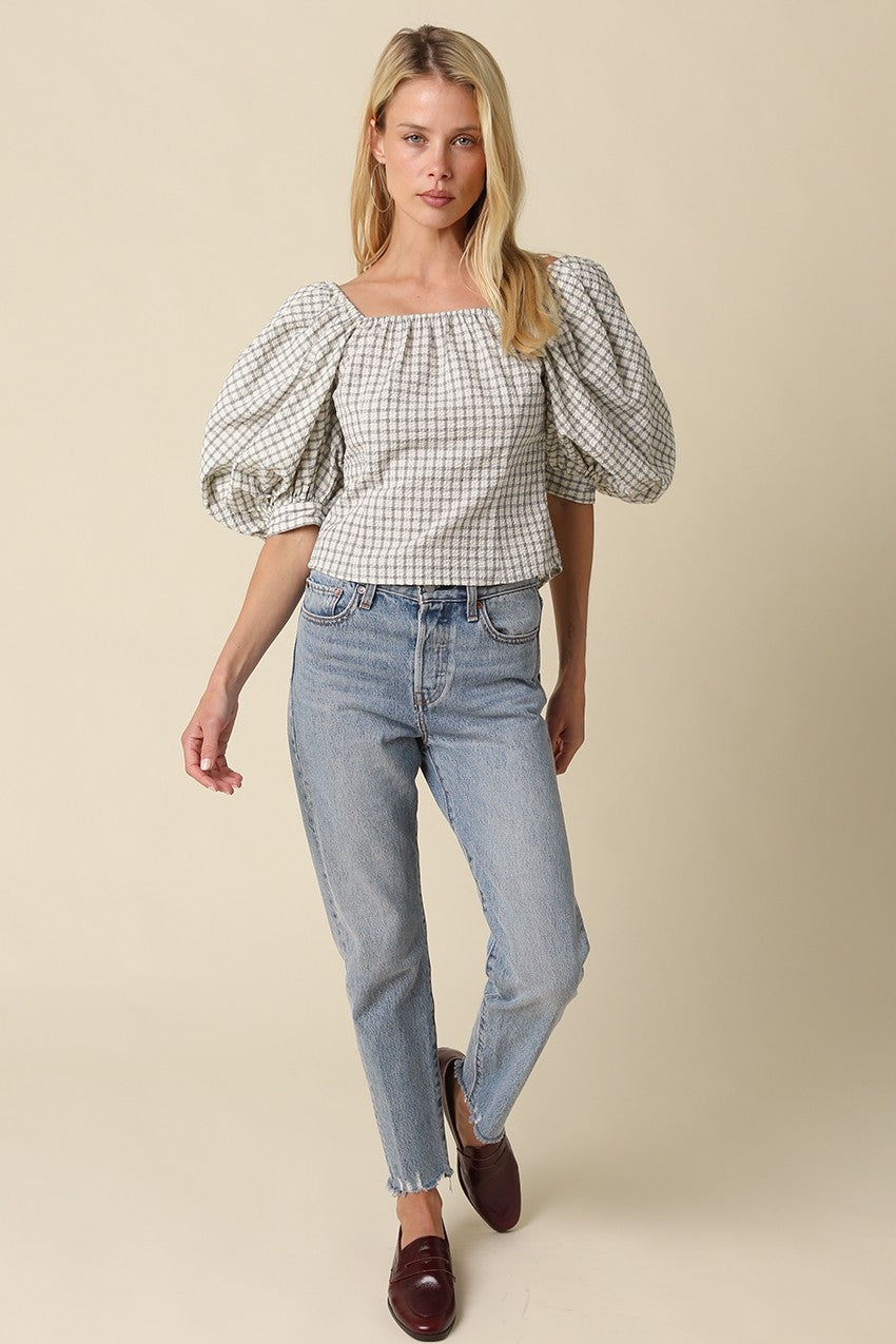 Eleanor Gingham Puff Sleeve Top