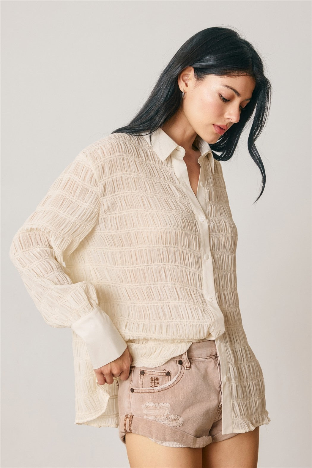 Structured Textural Button Down Shirt