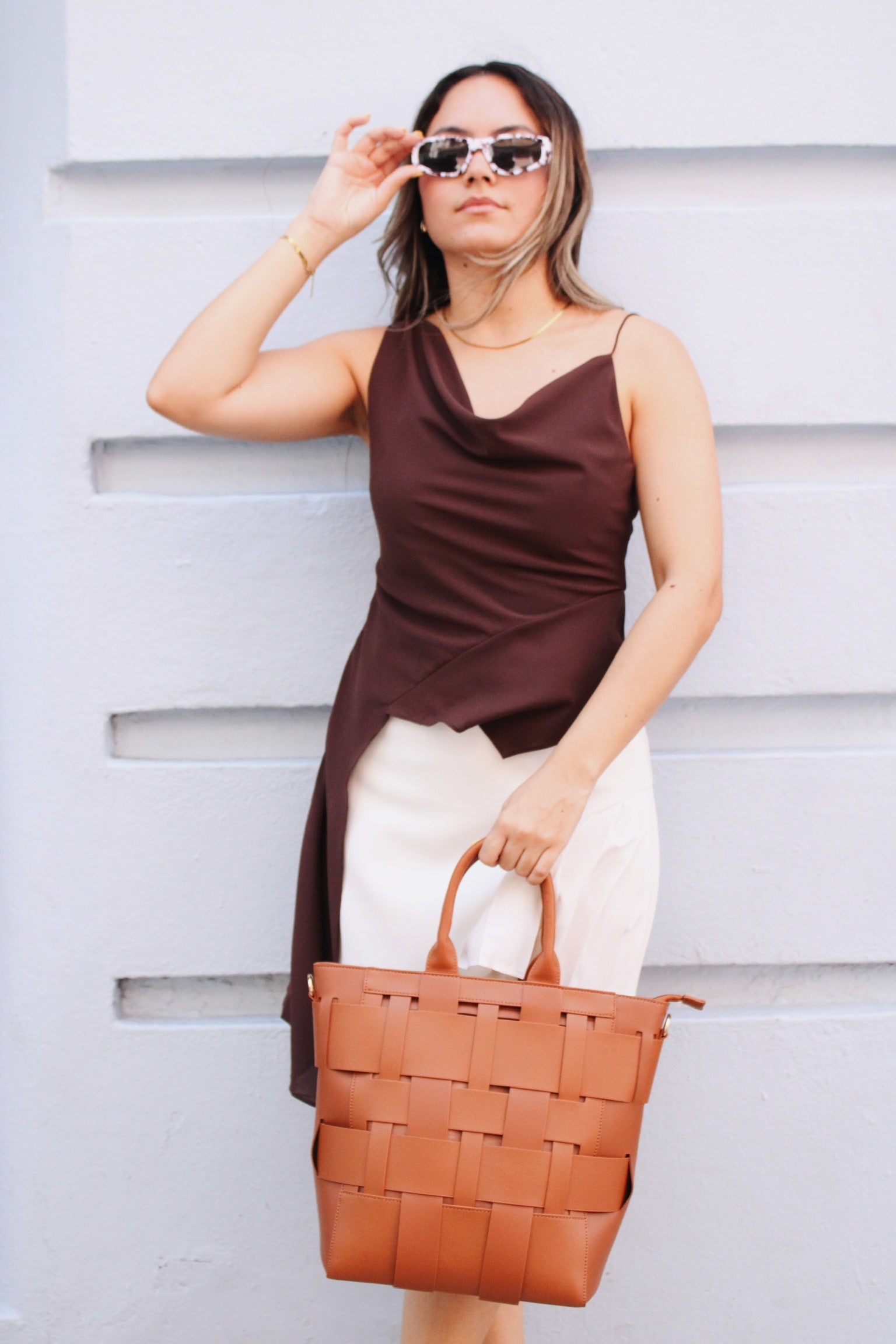 Brown Asymmetric Cami Top