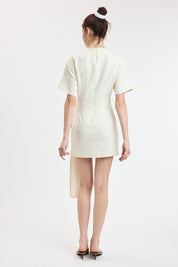 Cream Padded Shoulder Mini Dress
