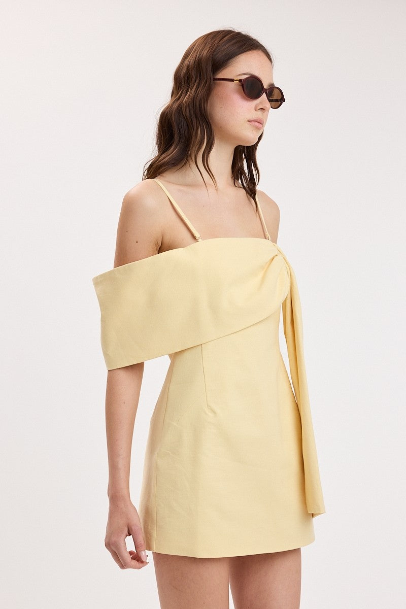Soft Color One-side Loop & Drape Mini Dress