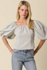 Eleanor Gingham Puff Sleeve Top