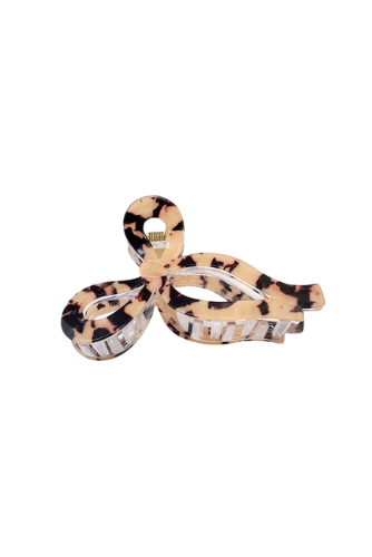 Brown Jumbo Animal Leopard Print Bow Hair Claw Clips