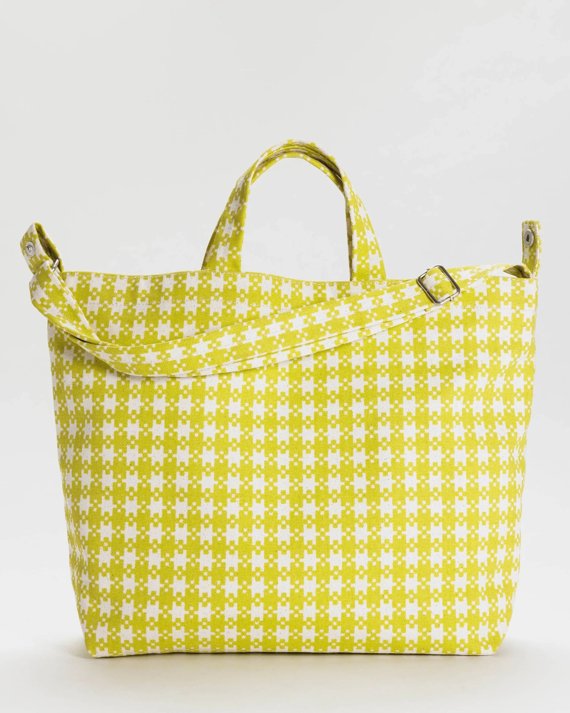 Baggu Horizontal Zip Duck Bag-Chartreuse Pixel Gingham | Collective Request 