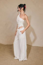 Linen Wide Leg Pull On Pants