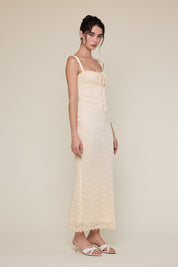Floral Embroidered Slim Fit-in Lace Maxi Dress