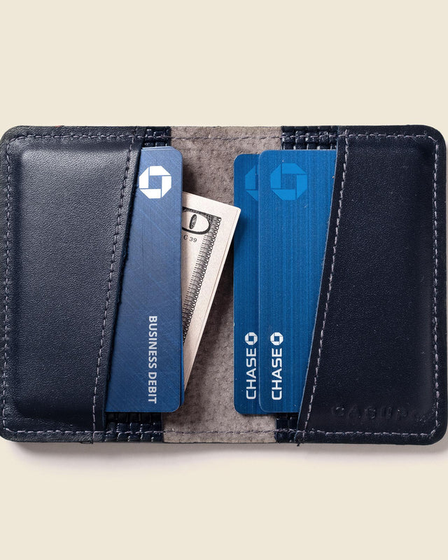 RFID Compact Bifold Wallet - Navy Embossed