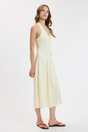 Halter Tie Soft Color Fit&flare Midi Dress