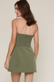 Matcha Front Pocket A-line Tube Mini Dress