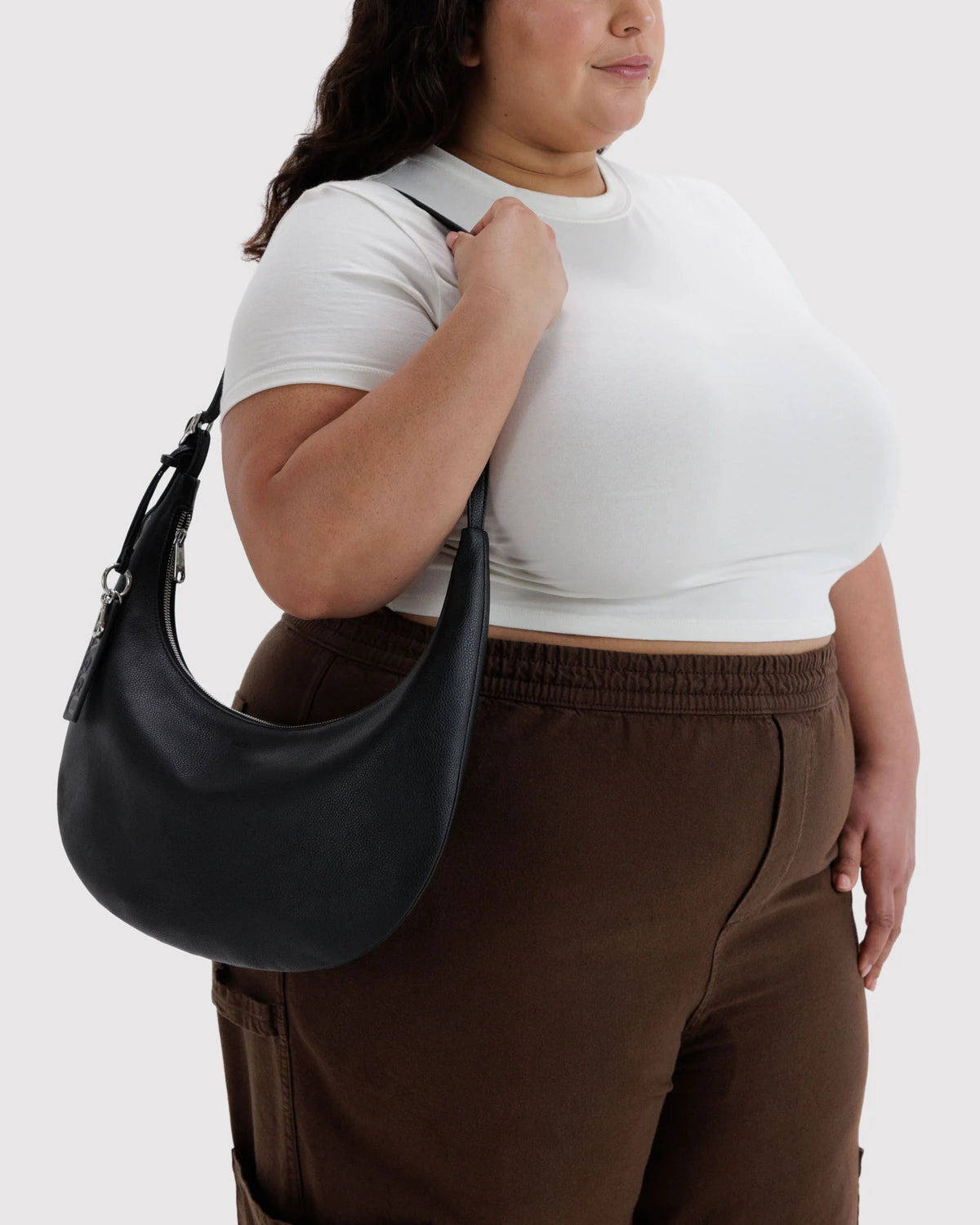BAGGU Medium Recycled Leather Flat Crescent