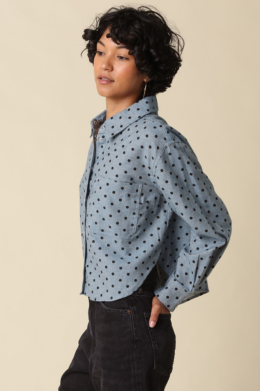 Bonnie Polka Dot Cropped Shirt