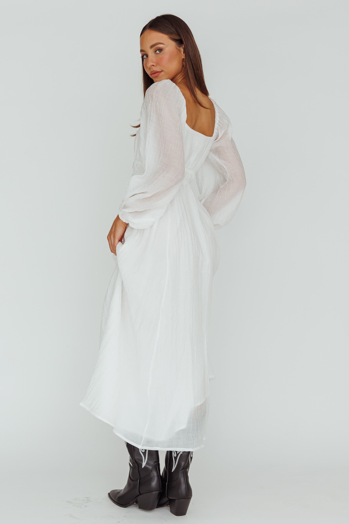 Lined Long Balloon Sleeve Maxi Dress   | Collective Request 