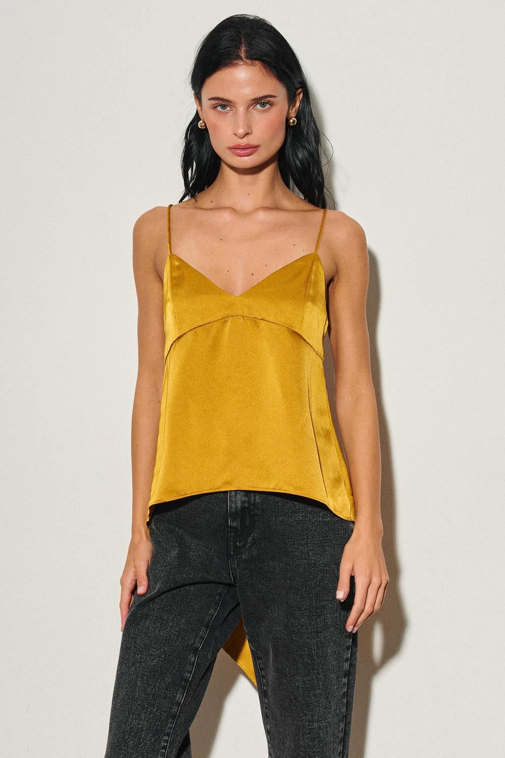 Gold Ladies Woven Satin Back Tie Top