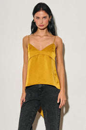 Gold Ladies Woven Satin Back Tie Top