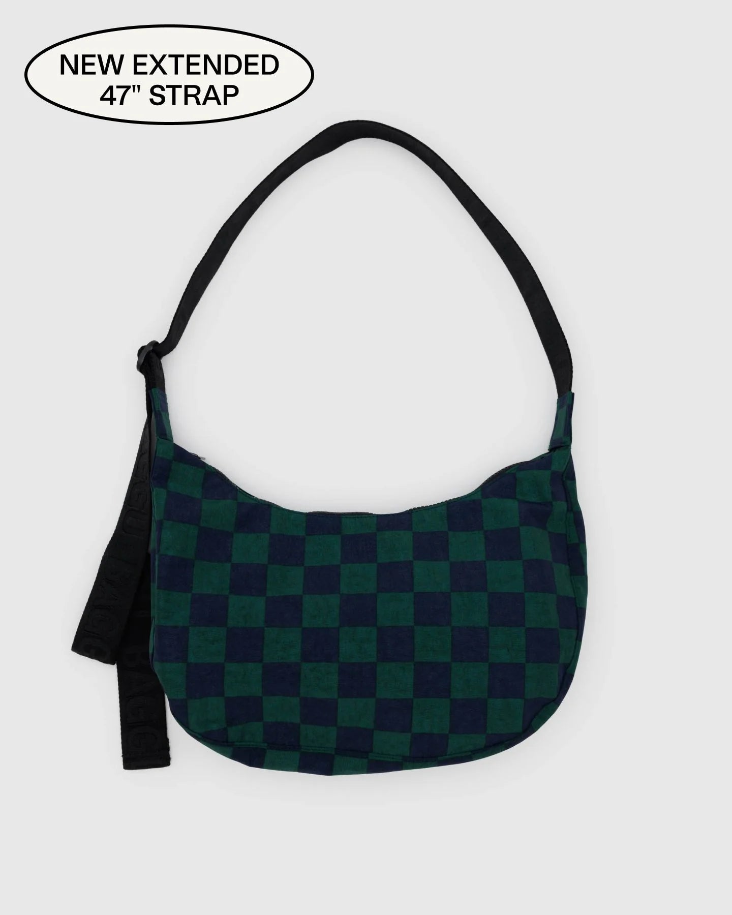 Baggu Medium Nylon Crescent Bag-Navy Green Check | Collective Request 