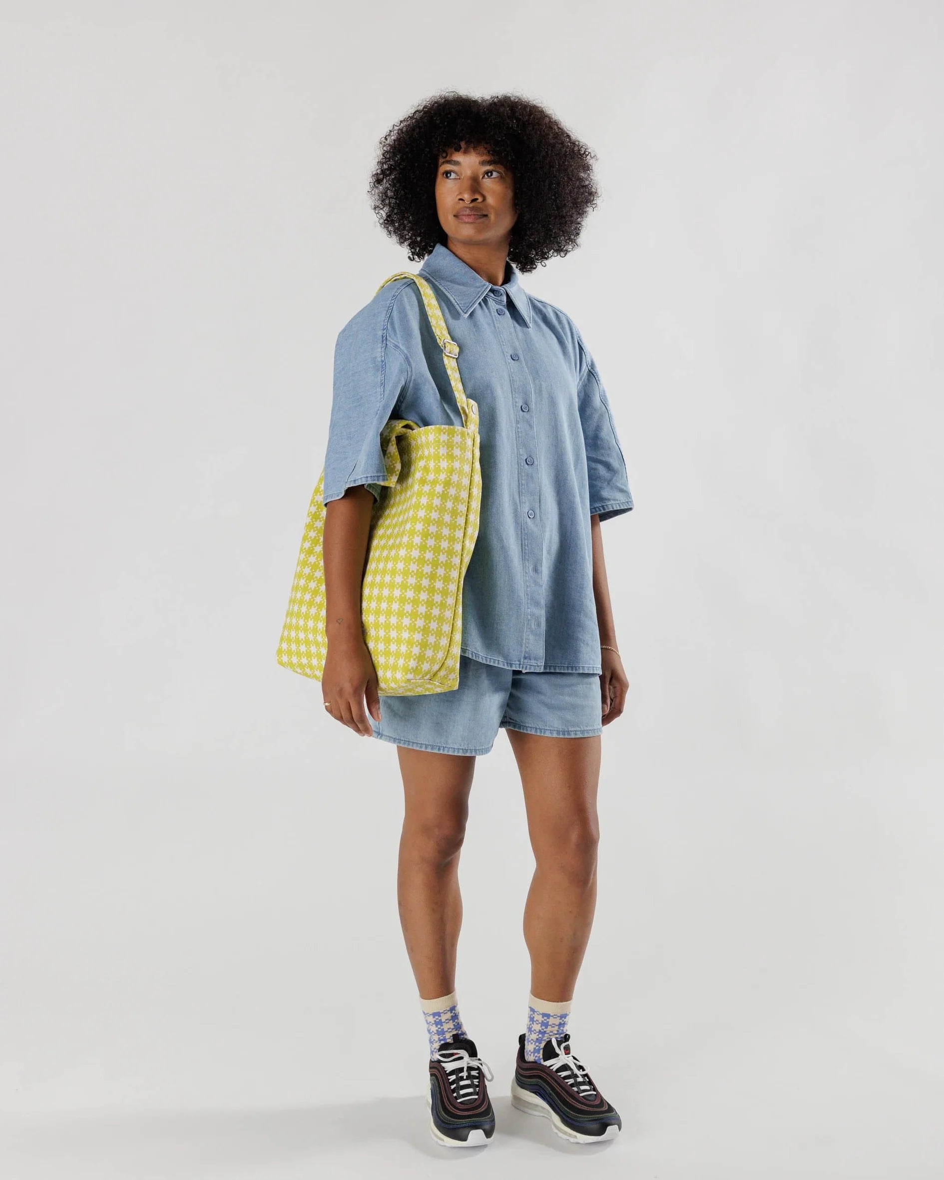 Baggu Duck Bag-Chartreuse Pixel Gingham | Collective Request 