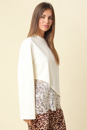 Charlie Asymmetric Lace Trim Top