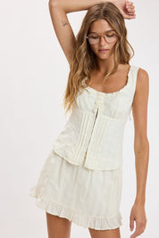 Soft Color Ruffle Lace Top & Mini Skort Set