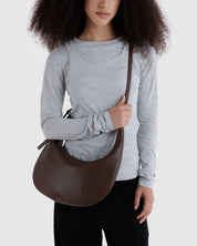 BAGGU Brown Medium Recycled Leather Flat Crescent