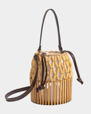 Naomi Natural Wooden Bamboo Top Handle Bag