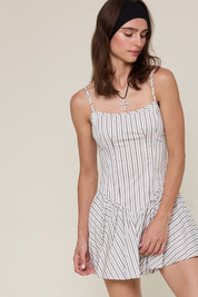 Black Striped Tie Strap Casual Fit & flare Mini Dress