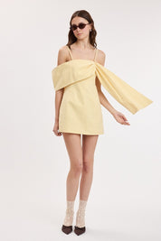 Soft Color One-side Loop & Drape Mini Dress