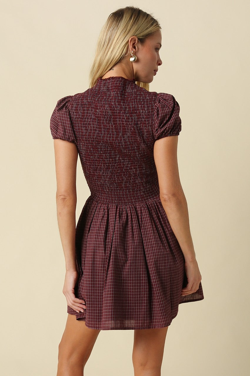 Hayley Smocked Gingham Mini Dress