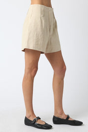 Khaki Mila High-waist Tailored Shorts