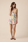 Abstract Halter Tie Winkled Waist Mini Dress | Collective Request 