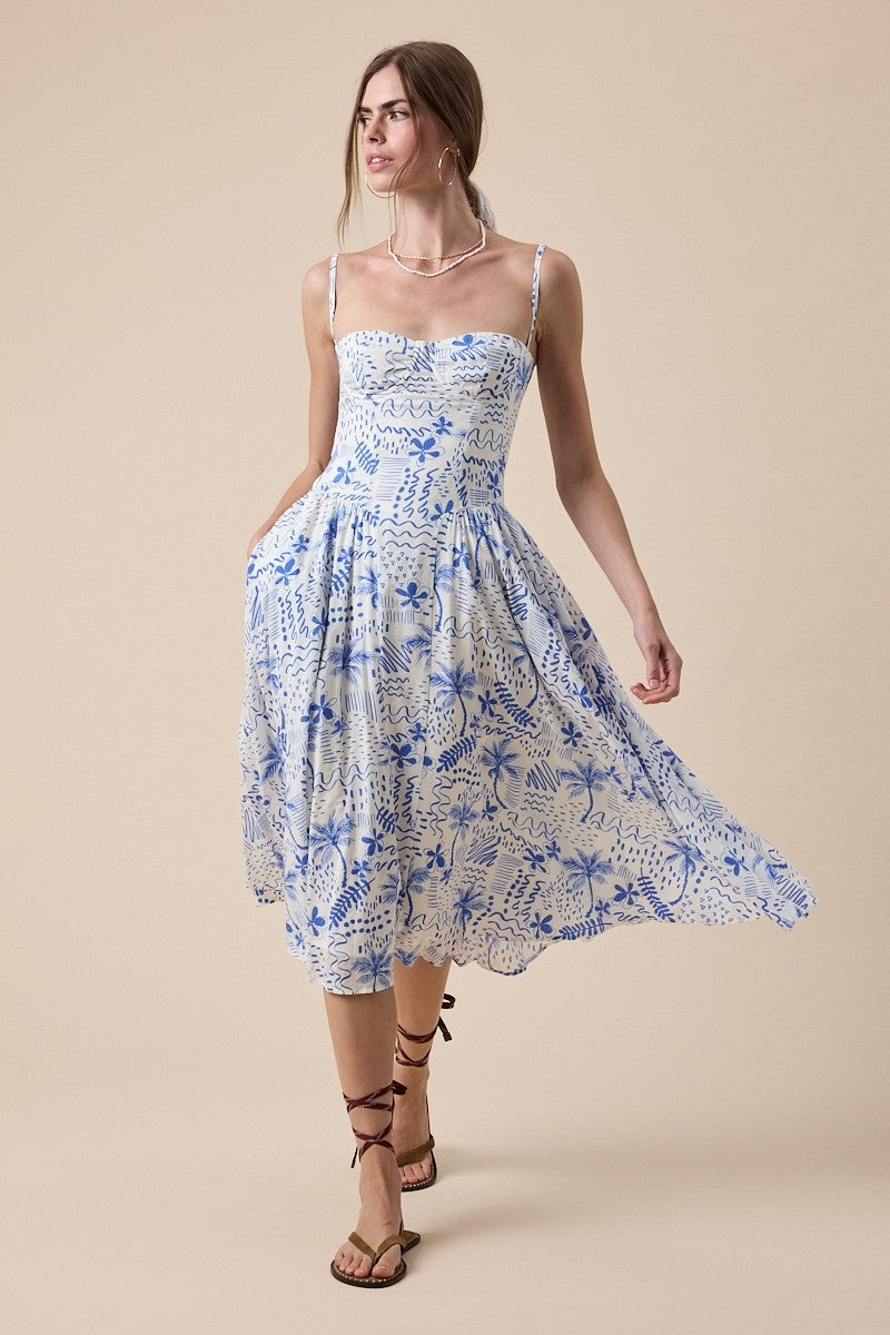 Bohemian Blue Underwire Sleeveless Long Midi Dress | Collective Request 