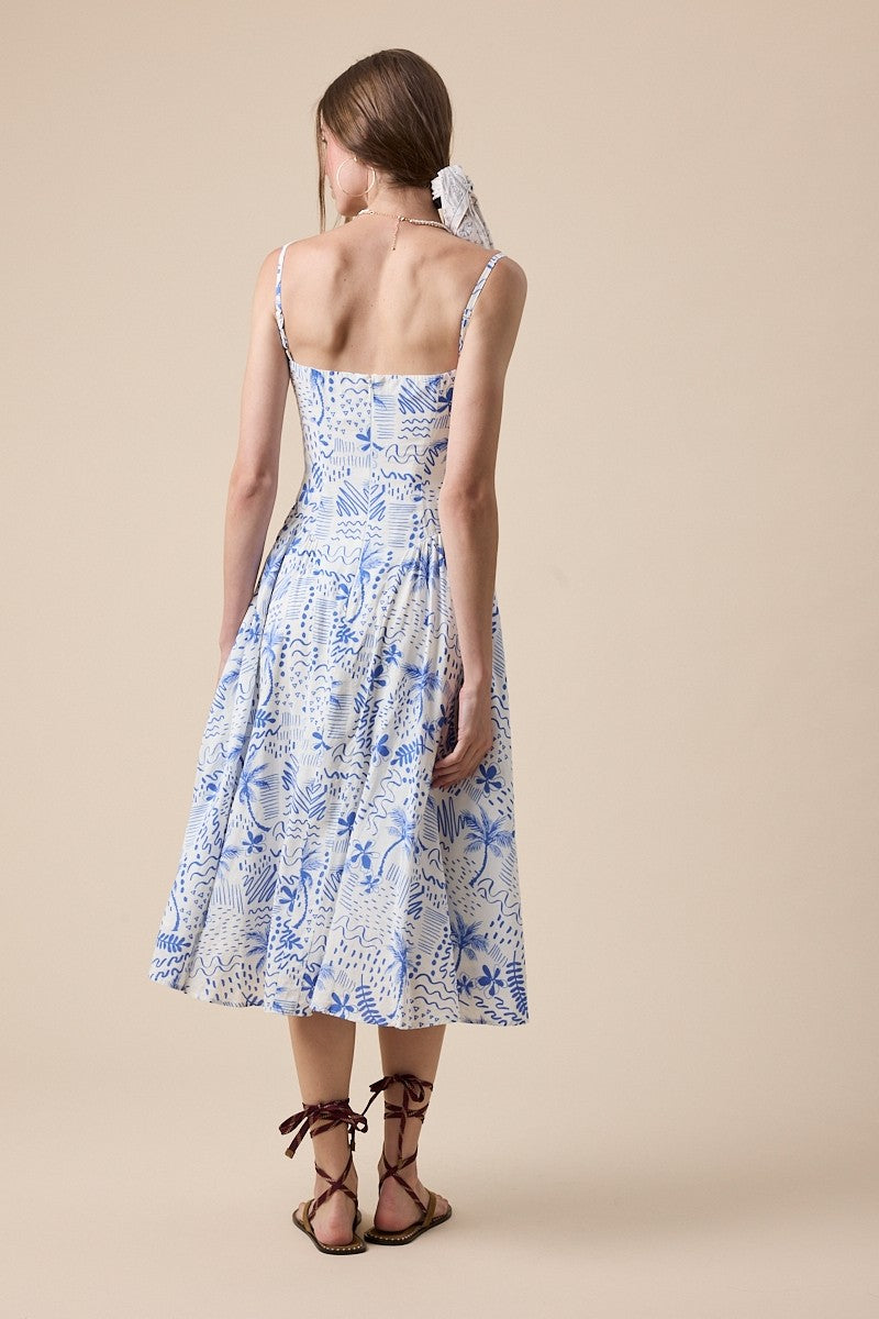 Bohemian Blue Underwire Sleeveless Long Midi Dress | Collective Request 