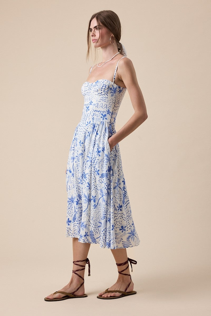 Bohemian Blue Underwire Sleeveless Long Midi Dress | Collective Request 