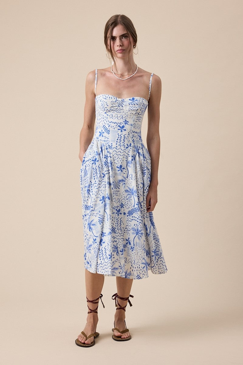 Bohemian Blue Underwire Sleeveless Long Midi Dress | Collective Request 