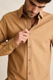 Classic Linen Ls Shirt Ochre