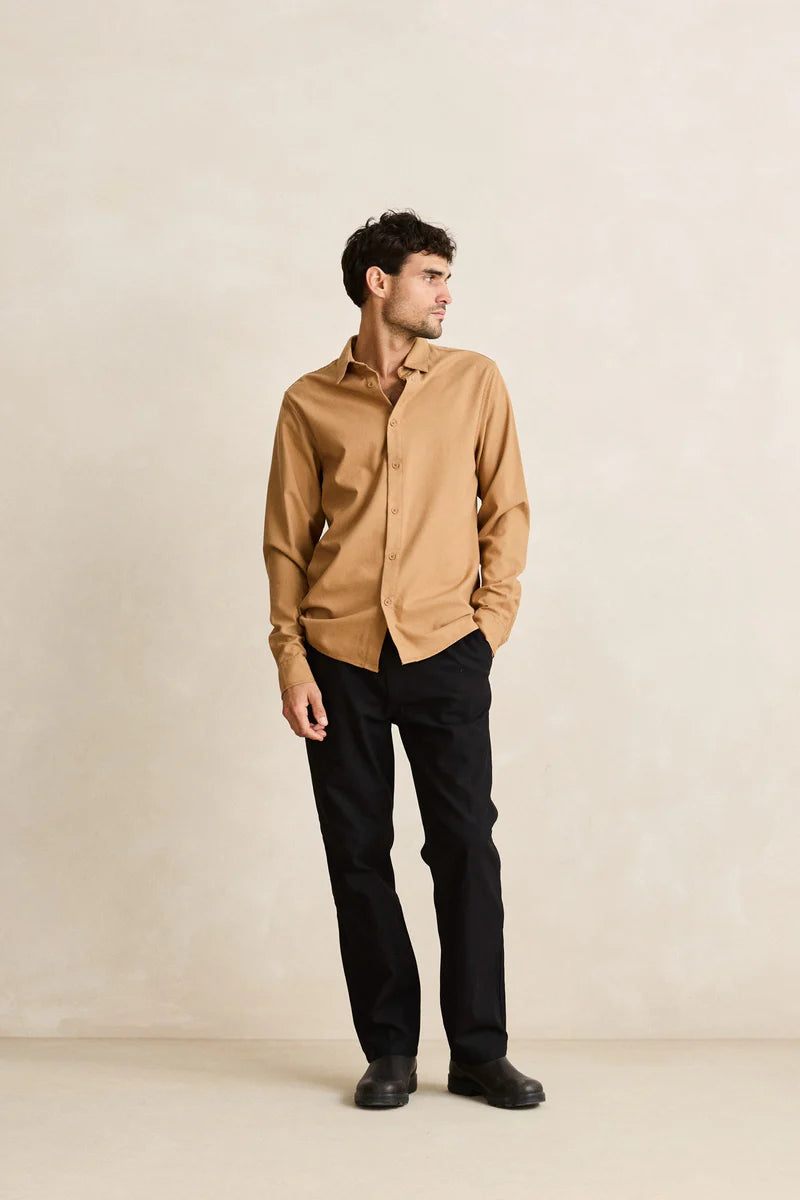 Classic Linen Ls Shirt Ochre