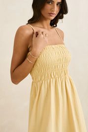 Classic Shirred Midi Dress Butter