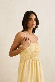 Classic Shirred Midi Dress Butter